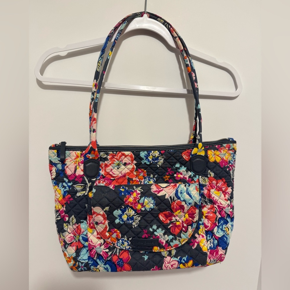 Vera Bradley Carson East West Tote Bag Pretty Posies Zip Shoulder Multicolor